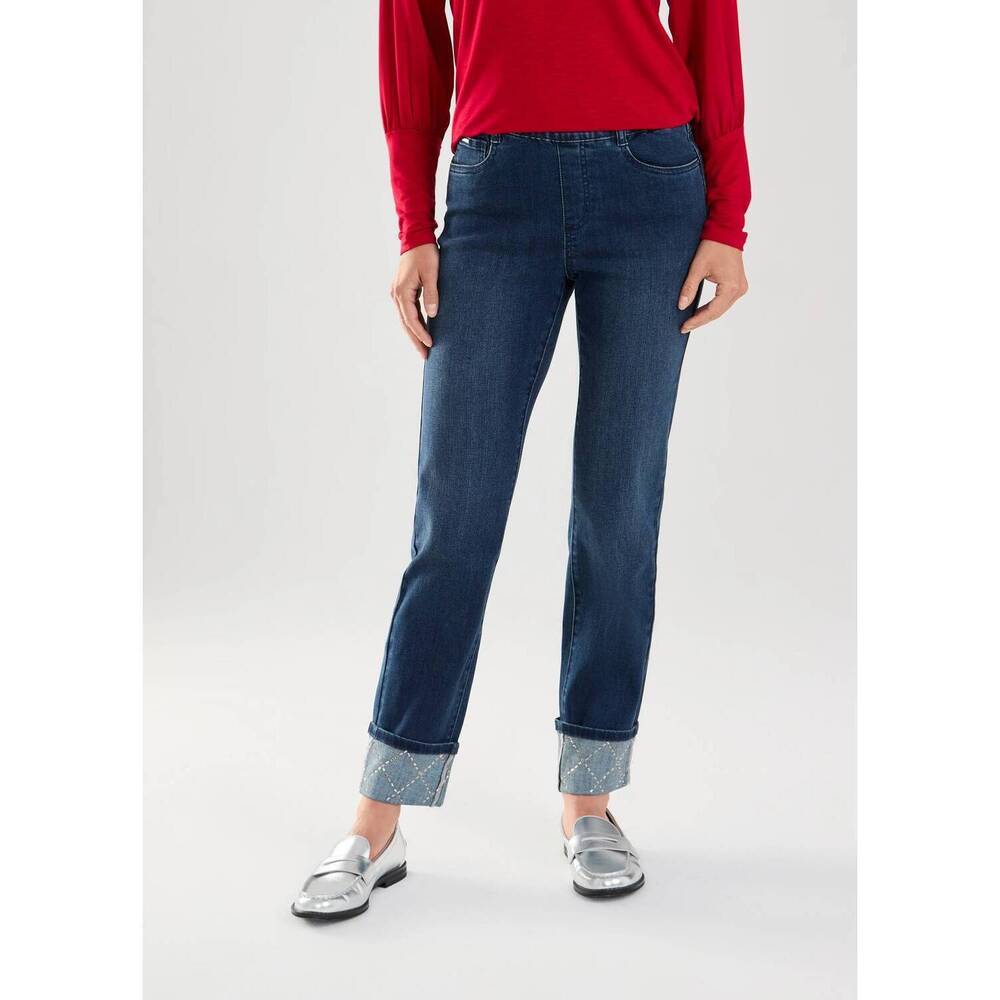 NEW FDJ pull-on straight ankle jeans in dark vintage